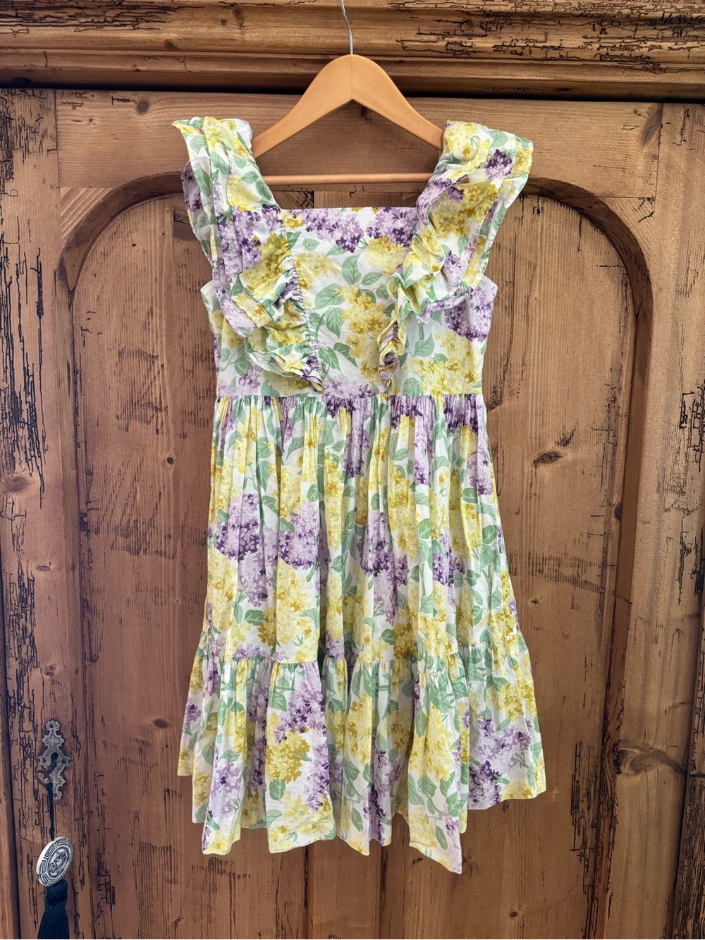 Janie and Jack Collections Yellow & Purple Floral Ruffle Sundress Size 7
